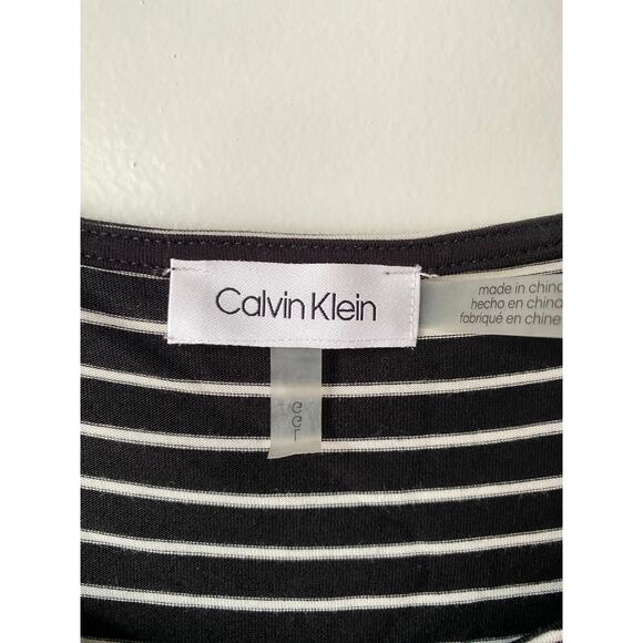 Calvin Klein Striped Floral Top XL B/W Embroidered Boho Chic Statement Shirt - Picture 3 of 6